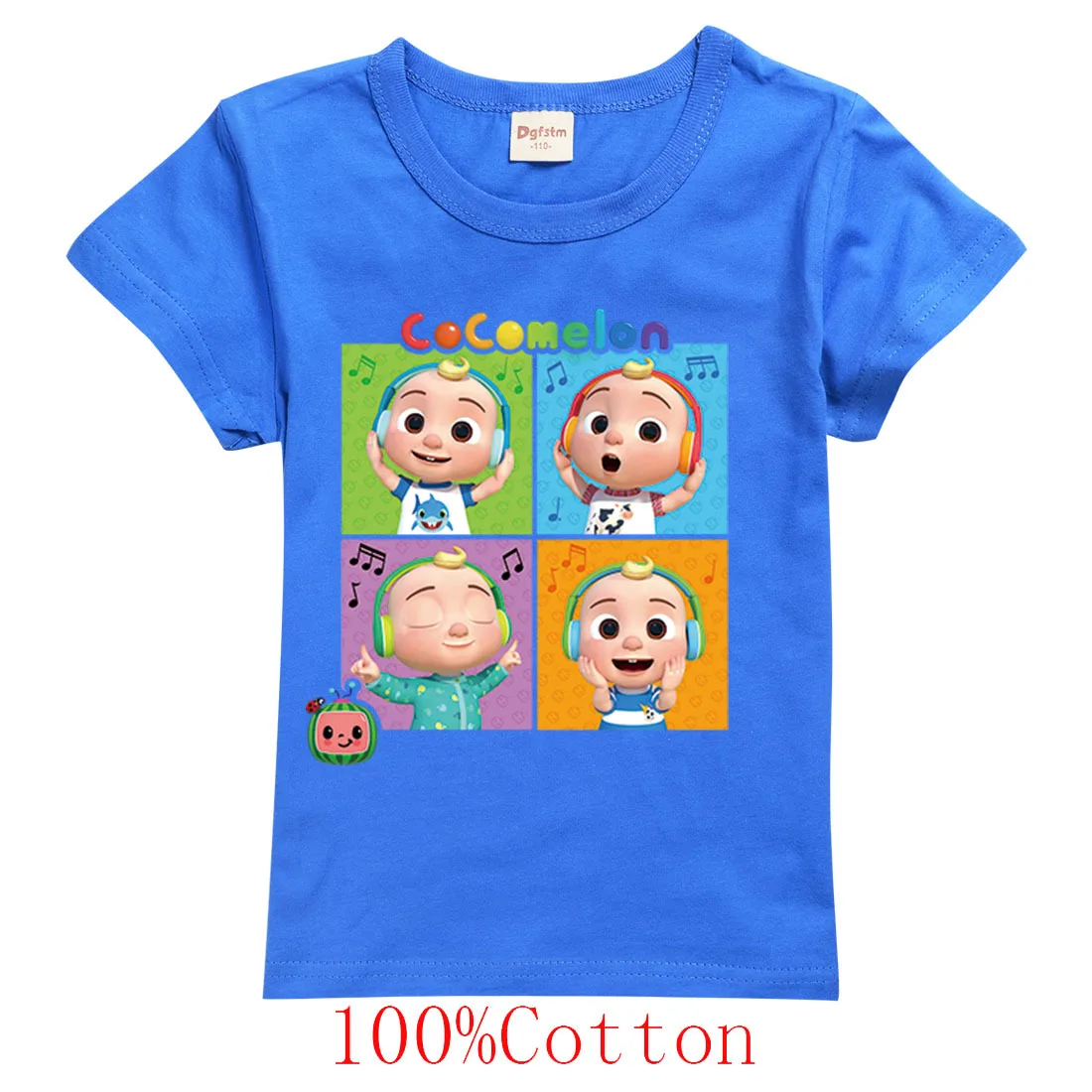 

2021 New Summer 3-16Y Unisex Fashion Cute Casual 100% Cotton Cartoon Watermelon Print Kids Short Sleeve T-Shirt Children Clothes