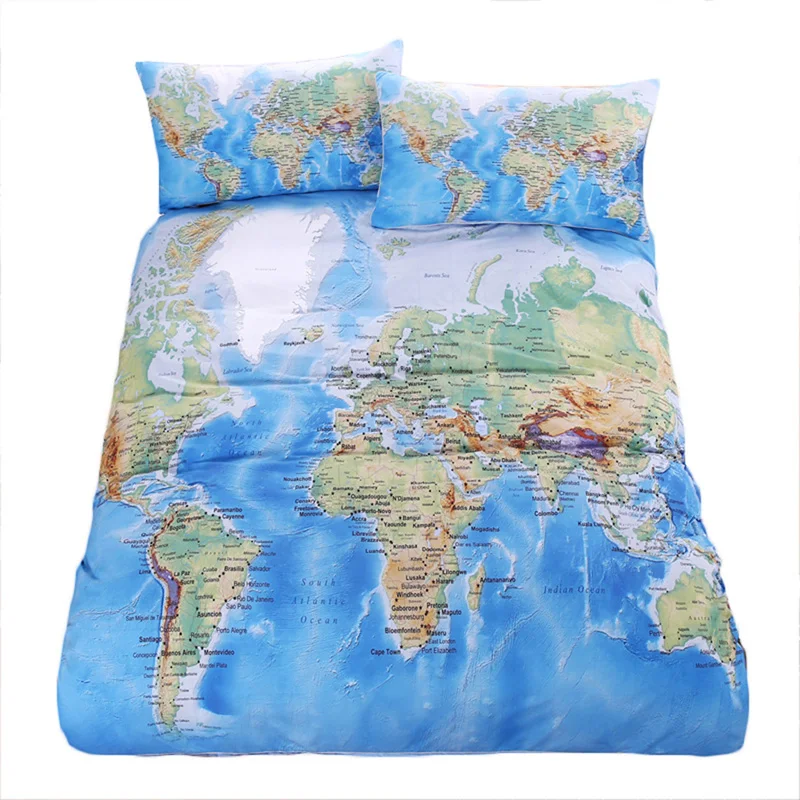 3D World Map Quilt Cover Dog Coverlet Bohemian Doona Mandala Bedding Romantic Soft Bedclothes Reversible | Дом и сад