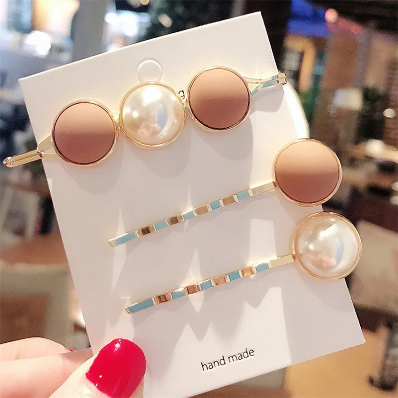 3 шт./набор Девочки Милые Скраб Жемчужные Заколки для Волос, Корейский Головной Убор, Элегантные Заколки для Волос, Баретки, Набор Женских Модных Аксессуаров.