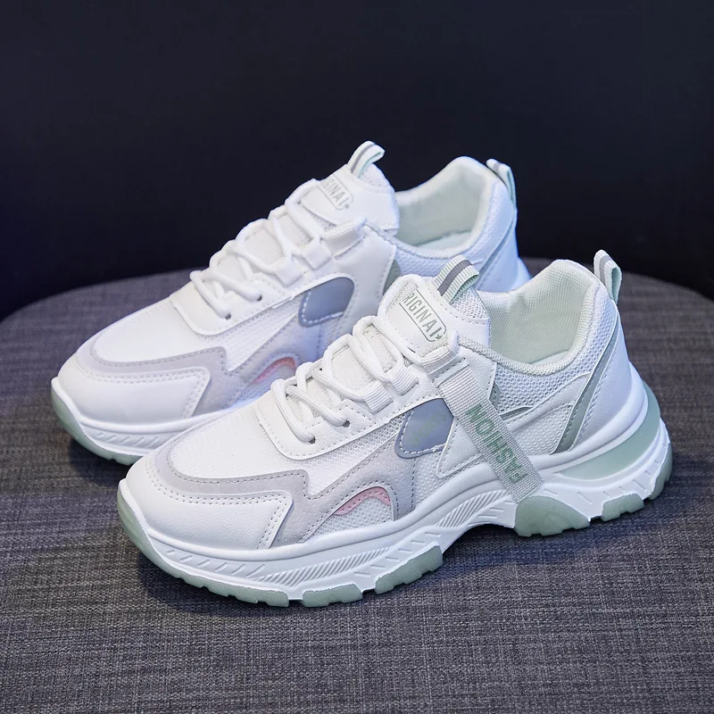 

2021 Spring Summer Women Sneakers Street Fashion Breathable Mesh Casual Sport Running Shoes Girl Patchwork Trainers 3 Colors
