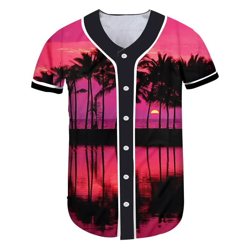 Новый 3d принт Гавайский остров Закат Сумерки морской Бейсбол Джерси Футболка
