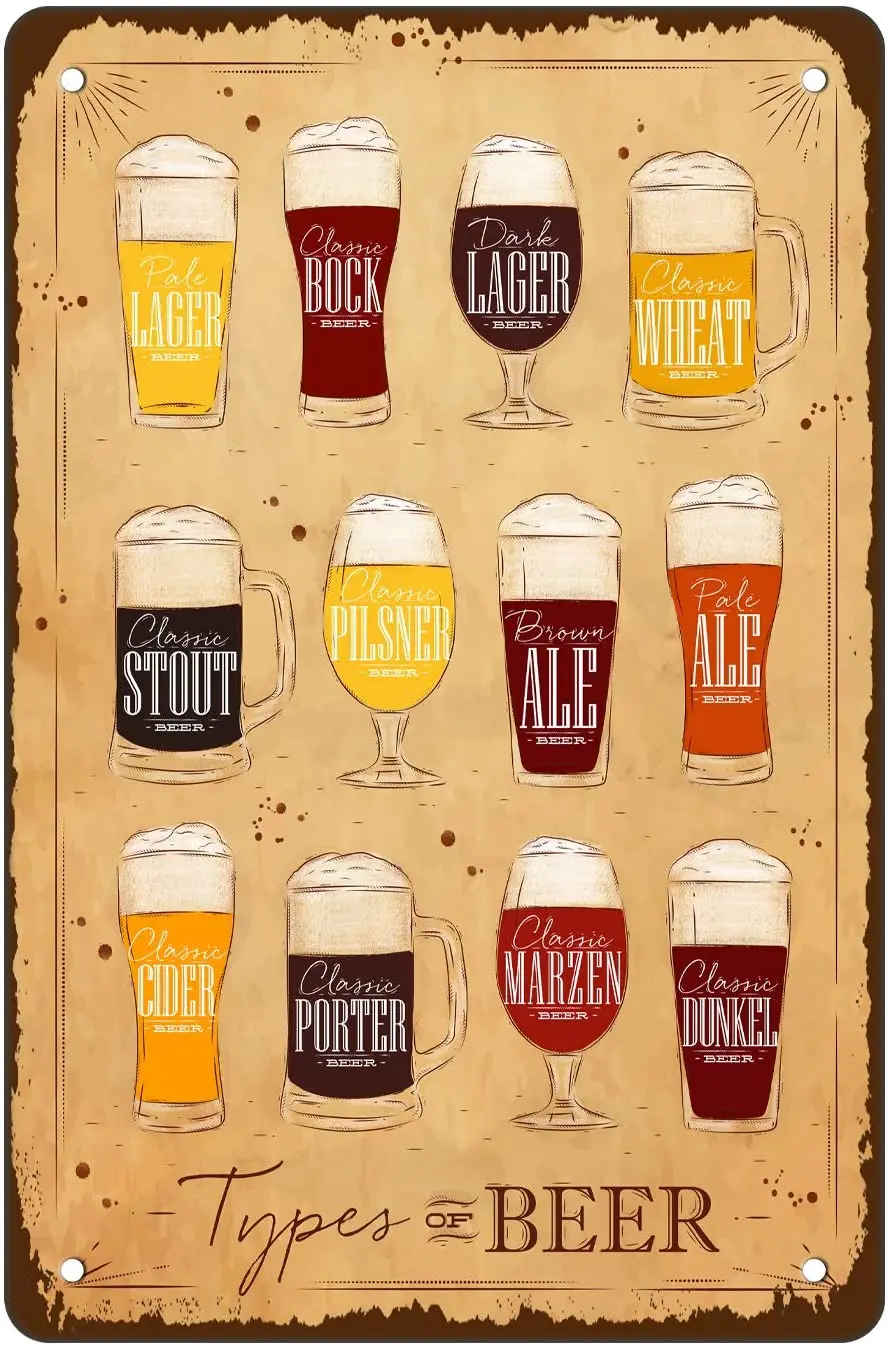 

Crapopo Beer Bar Wall Decorative Tin Sign,Vintage Novelty Types of Beer Decor for Cafe Bar Pub Art,Gift for Men -Types of Beer