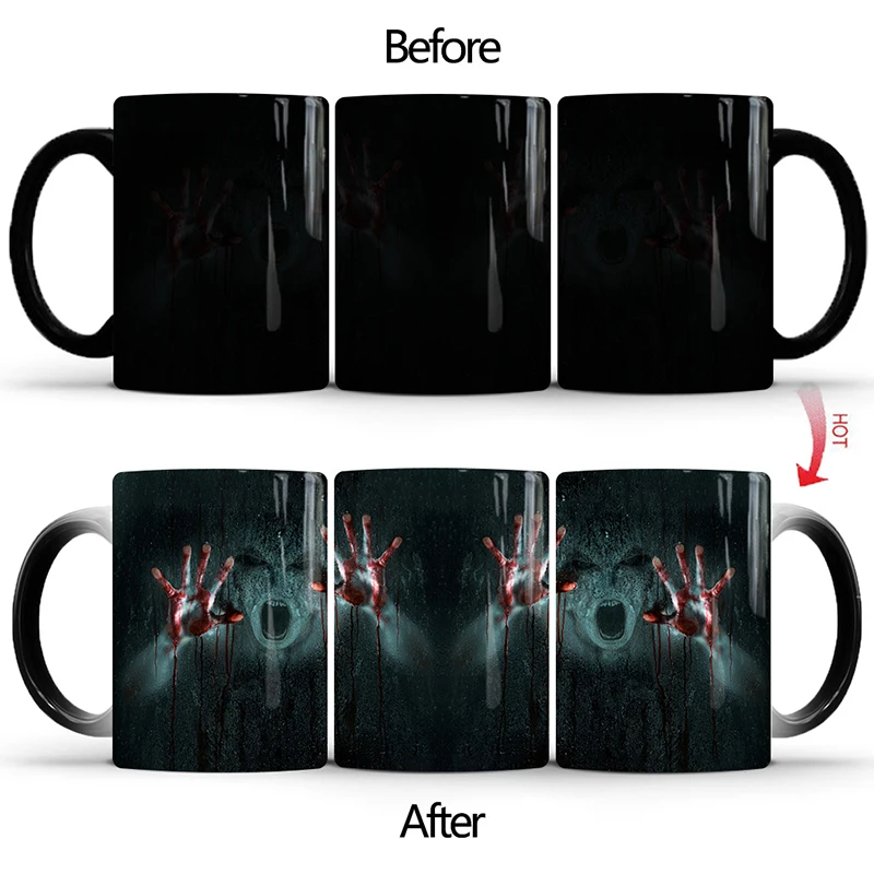 

Drop Shipping 1Pcs New Ceramic Mugs Coffee Mugs Milk Mugs Magic Mugs Color Changing Mugs Best Gift for Friends Halloween Party