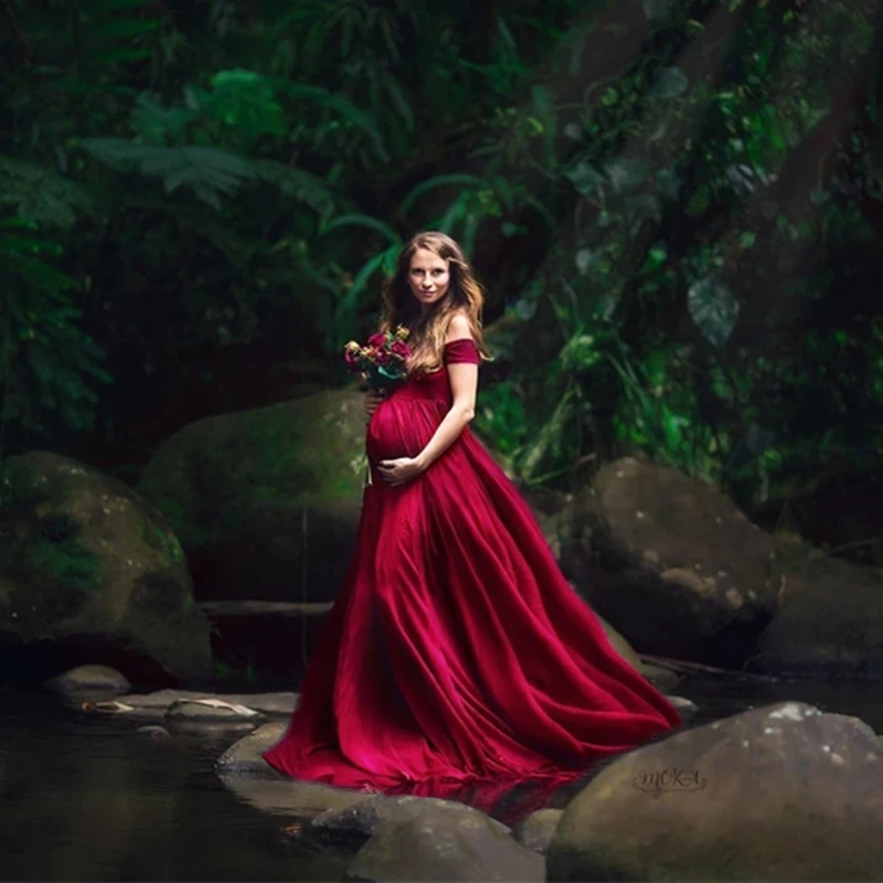 Шифоновое платье с длинным шлейфом для беременных длинное эластичное хлопковое