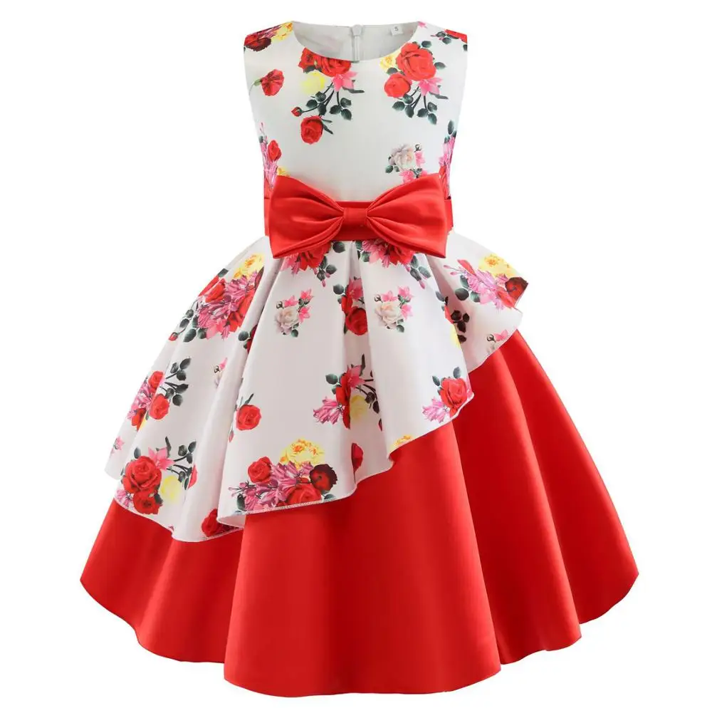 Платье с бантом и цветами для девочек подарок на день рождения Свадебная