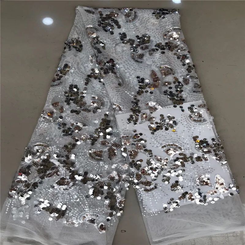 Серебряная новейшая Французская ткань Высококачественная вышитая тюль