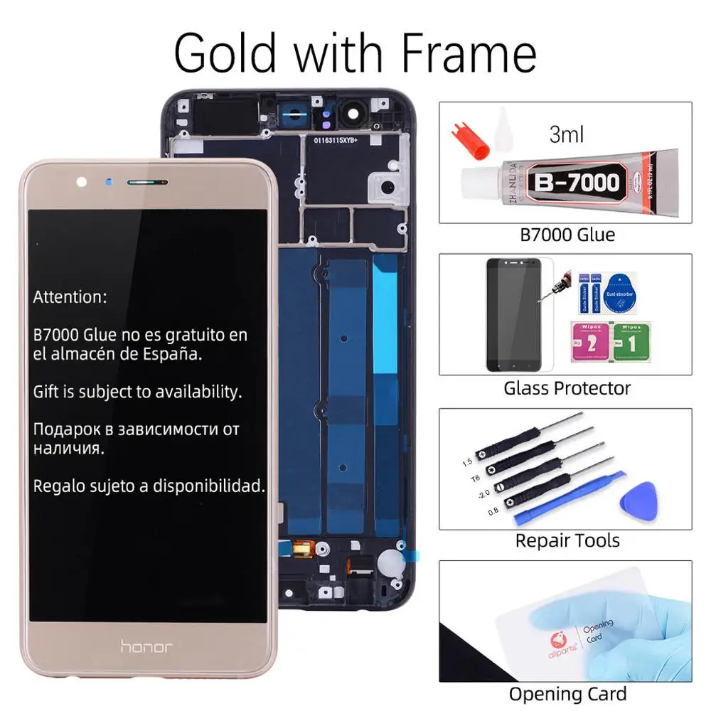 Дисплей для huawei Honor 8 Ремонт сенсорного ЖК-экрана с рамкой для Honor 8 ЖК-дисплей 5,2 ''frd-l09 FRD-L19 - Цвет: with Frame Gold