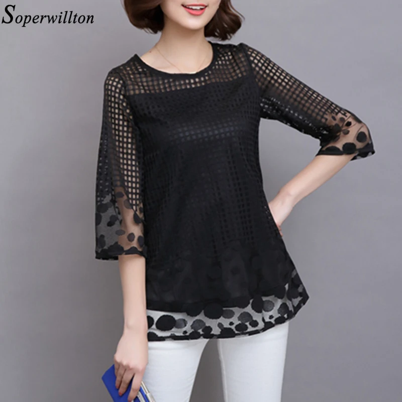 Топы размера плюс 5XL женская блузка шифоновая рубашка 2021 летняя Кружевная блуза с
