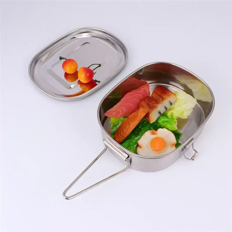 1pc Stainless Steel Lunch Box Simple Shape Design Portable Single Layer for Travel Camping | Дом и сад