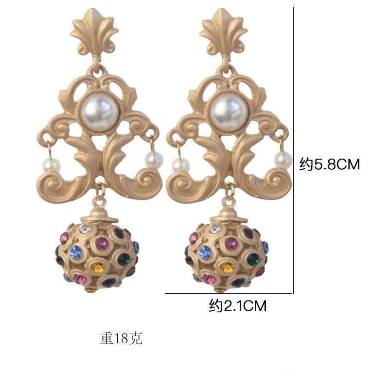 Женские винтажные серьги в стиле барокко Золотые подвески Корейском длинные с
