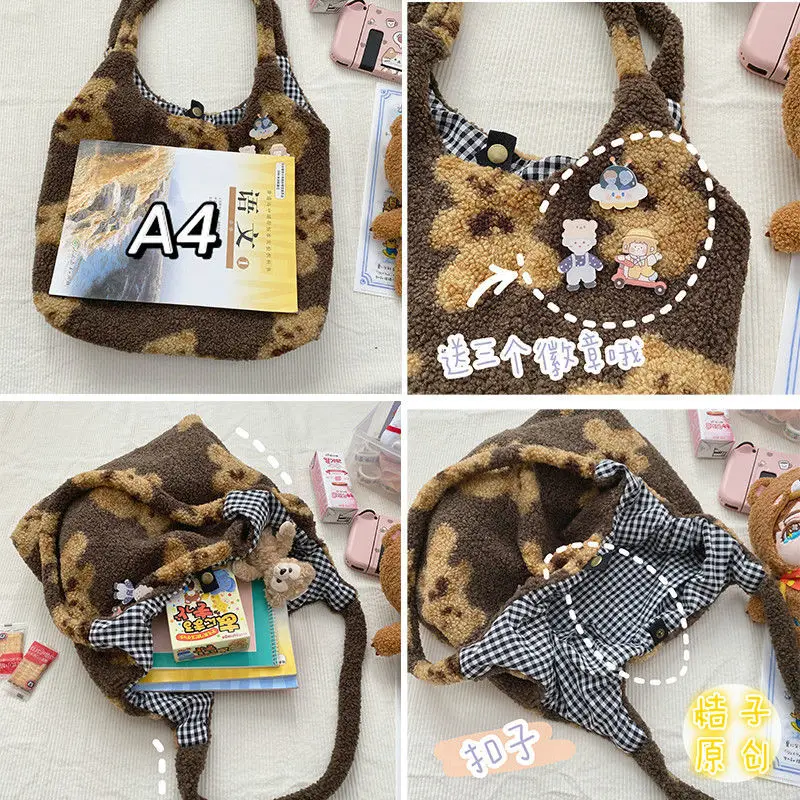 New Kawaii Bear  Japanese Fashion Shoulder Bags for Women 2020 Japan Style ShoulderBags Cartoon Printing