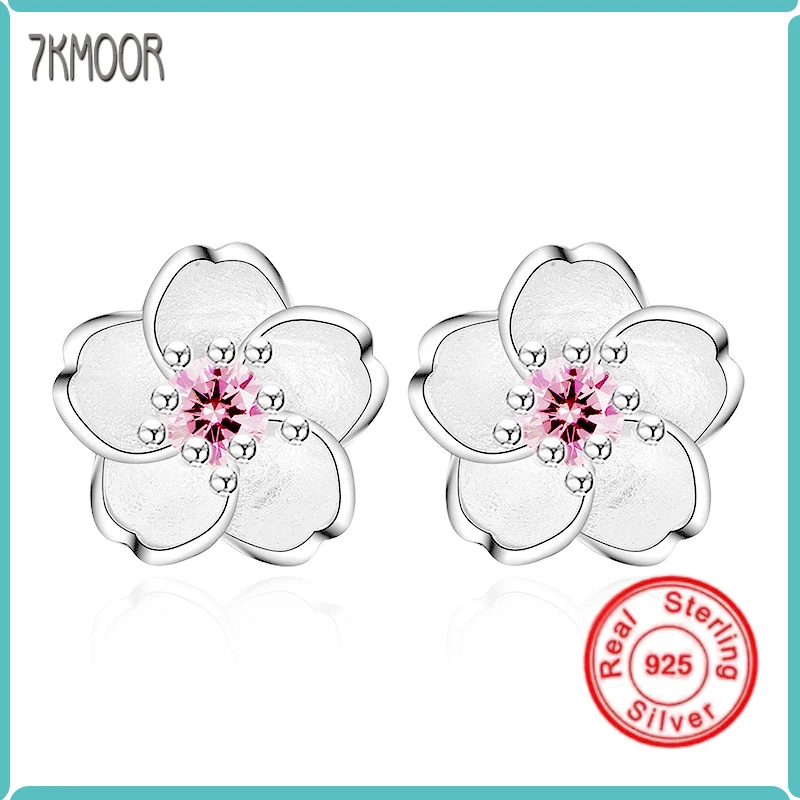 

Женские серьги-гвоздики из серебра 100% пробы, с цветком вишни