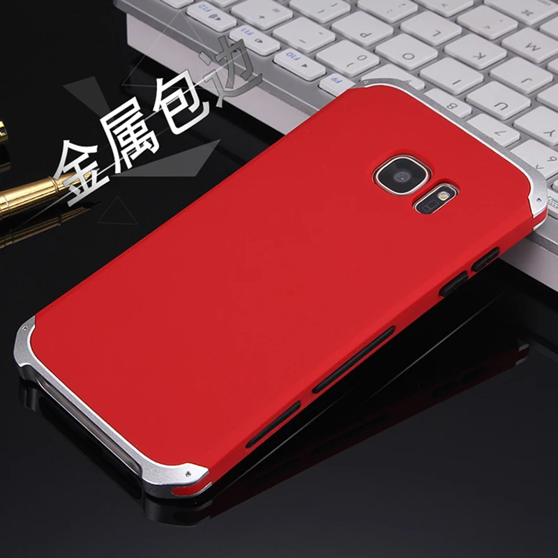 Dropshipping Anti-fall Metal Frame Plastic Back For Samsung Galaxy S7 Aluminum Alloy S7 Mobile Bumper S7 Case Cover+Gift
