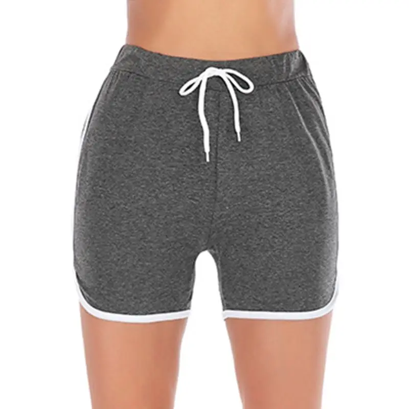 

Women Mid Rise Workout Sport Shorts Drawstring Waist Dolphin Yoga Running Pants F42F