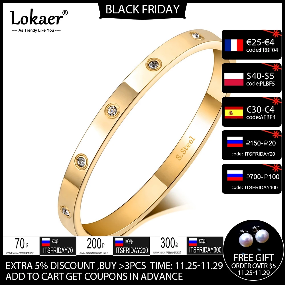 Женский браслет с кристаллами Lokaer Свадебный классический из нержавеющей стали