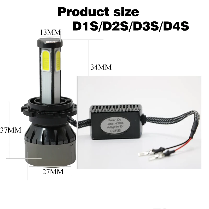 Мини фар автомобиля D2S D1S D3S D4S светодиодный H4 H7 Canbus H15 H13 4 стороны 12000LM без ошибок 6500K 3000K 1000K Авто Противотуманные фары лампы 12V