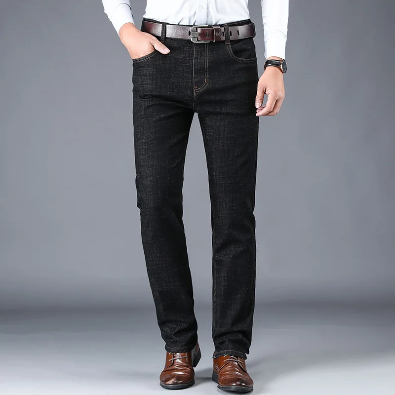 

Men's high-rise loose straight-leg jeans Elasticity Business Casual Classic style long pants 2020 autumn and winter new trousers