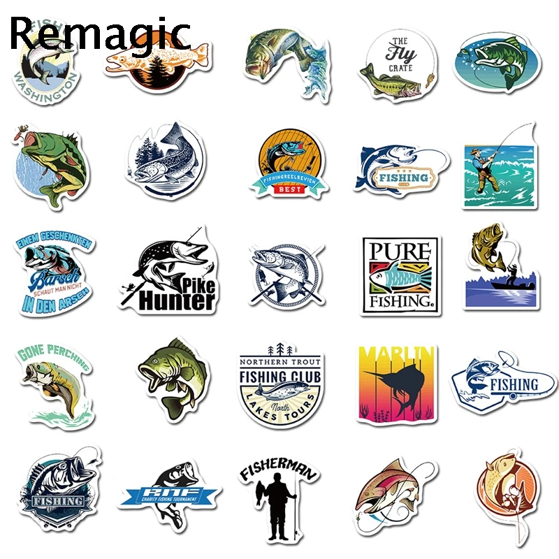 

50pcs Outdoor Fishing Anime Children Scrapbooking Stickers Waterproof PVC Skateboard Guitar Suitcase Funny Graffiti Kids Toys