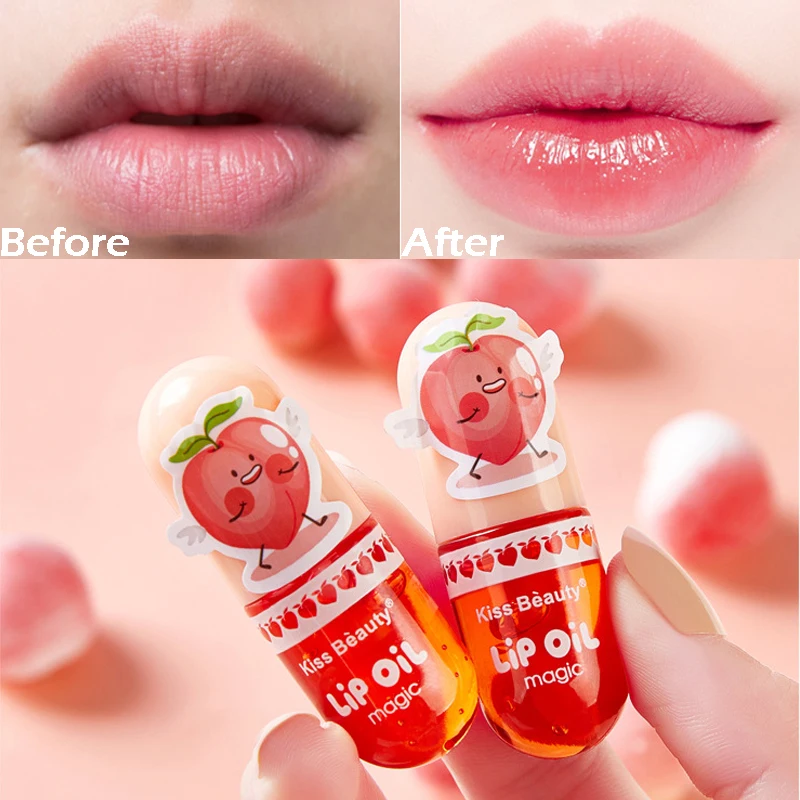 Магическое масло для губ Kiss beauty Увлажняющий блеск персиковый водостойкий