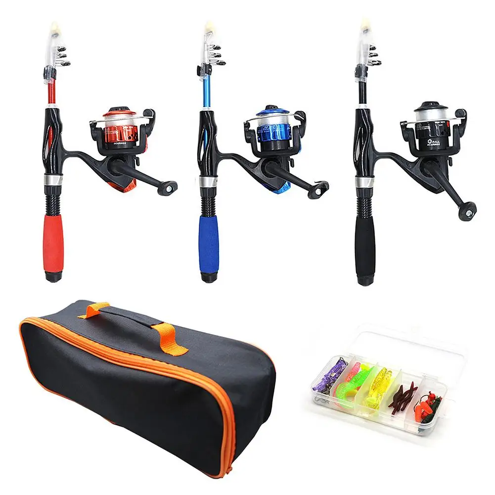

Mini Telescopic Fishing Pole with Reel Bait Box Portable Fishing Rod Kit for Children