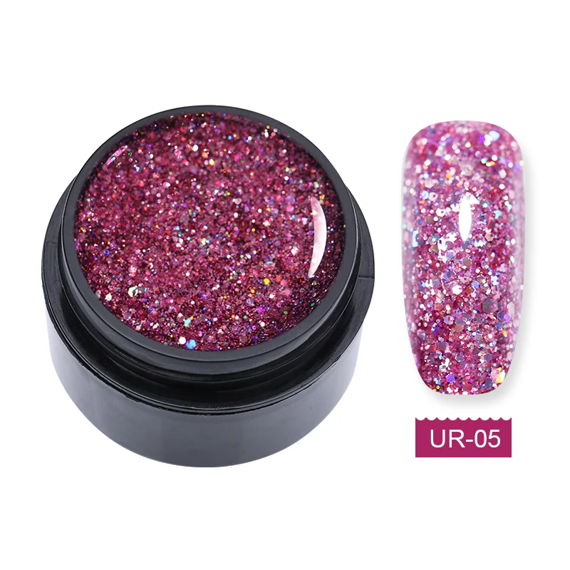 Sequins 5 Ur Sugar, 15 мл, голографический блеск, полиэкстенсивный гель, французские ногти, прозрачный, Камуфляжный цвет, строитель, УФ-гель для ногтей, для наращивания пальцев - Цвет: Sequins 5