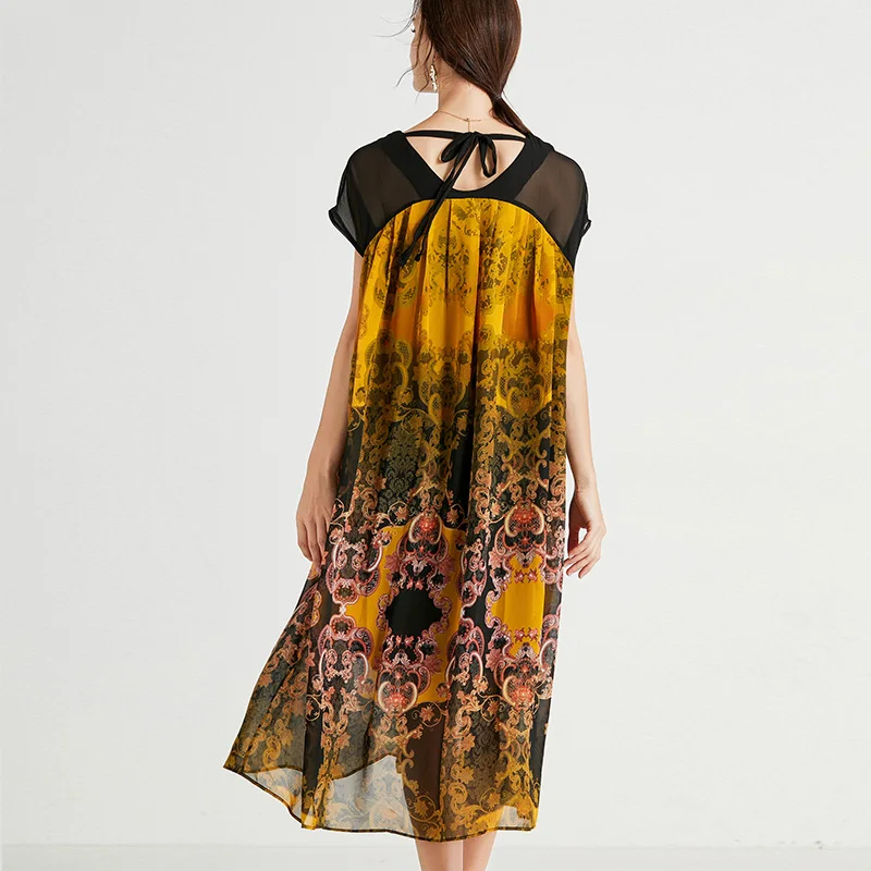 2021 africana y Floral imprimir vestido de las mujeres de talla grande, manga linterna Playa Larga Casual Vestidos amarillo Maxi Vestidos de verano