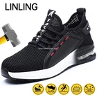 Кроссовки мужские защитные дышащие, стальной носок, защита от ударов, рабочие ботинки, строительные неразрушаемые рабочие ботинки