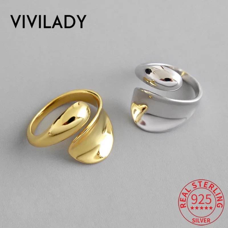 VIVILADY, 925 пробы, серебряная капля, глянцевая, открытая, для женщин, очаровательные кольца, золото, серебро, цвет, неправильные, в стиле панк, модные, INS, хит, ювелирное изделие