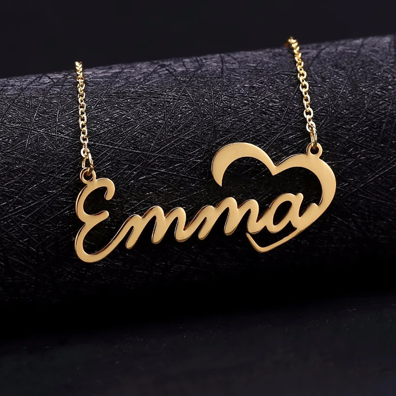 Женское Ожерелье с сердечком Uzone колье из нержавеющей стали именной табличкой