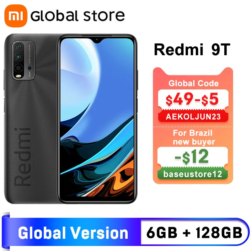 Глобальная версия смартфона Xiaomi Redmi 9 T 6 ГБ 128 Восьмиядерный процессор Snapdragon 662 48MP