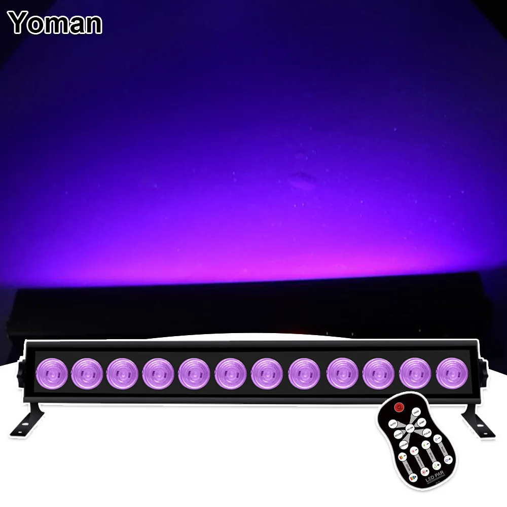 

12X1W LED UV Wall Washer Lights Remote Control LED Strobe Lamp DJ Disco Party DMX Wash Effect Light For Christmas Indoor Bar