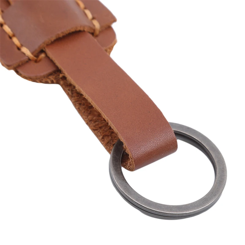 

New Fashion Genuine Leather Women Small Gift Retro Handmade Purse Keychain Car Key Ring Holder Wallet Arts and Crafts for Men