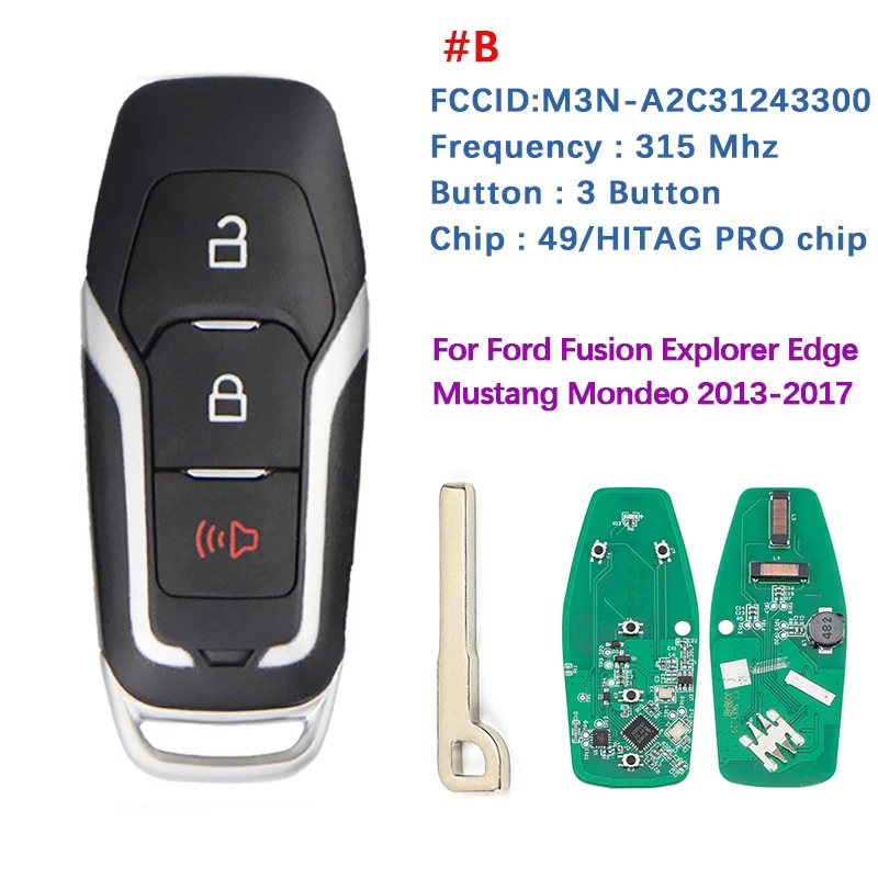 

CN018122 Keyless Entry Smort Remote Key Fob For Ford Fusion Explorer Edge Mustang Mondeo Kuka 2013-2017 M3N-A2C31243300 49 Chip