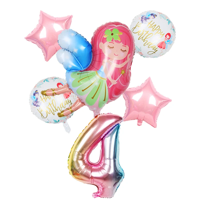 

new little fairy girls balloons 32 inch number globos baby shower happy birthday party decoration wedding decoration
