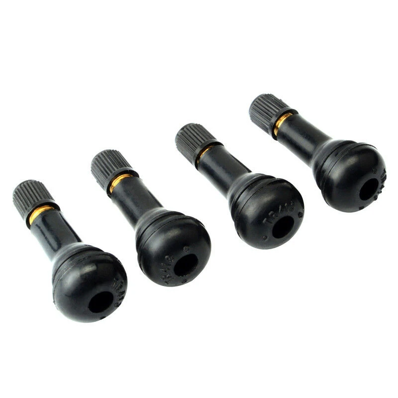 

100Pcs PC TR-413 Snap-In Rubber Tire Valve Stems Wheel Cap Short Black 45mm Ordinary Core Chamber Valve Stems