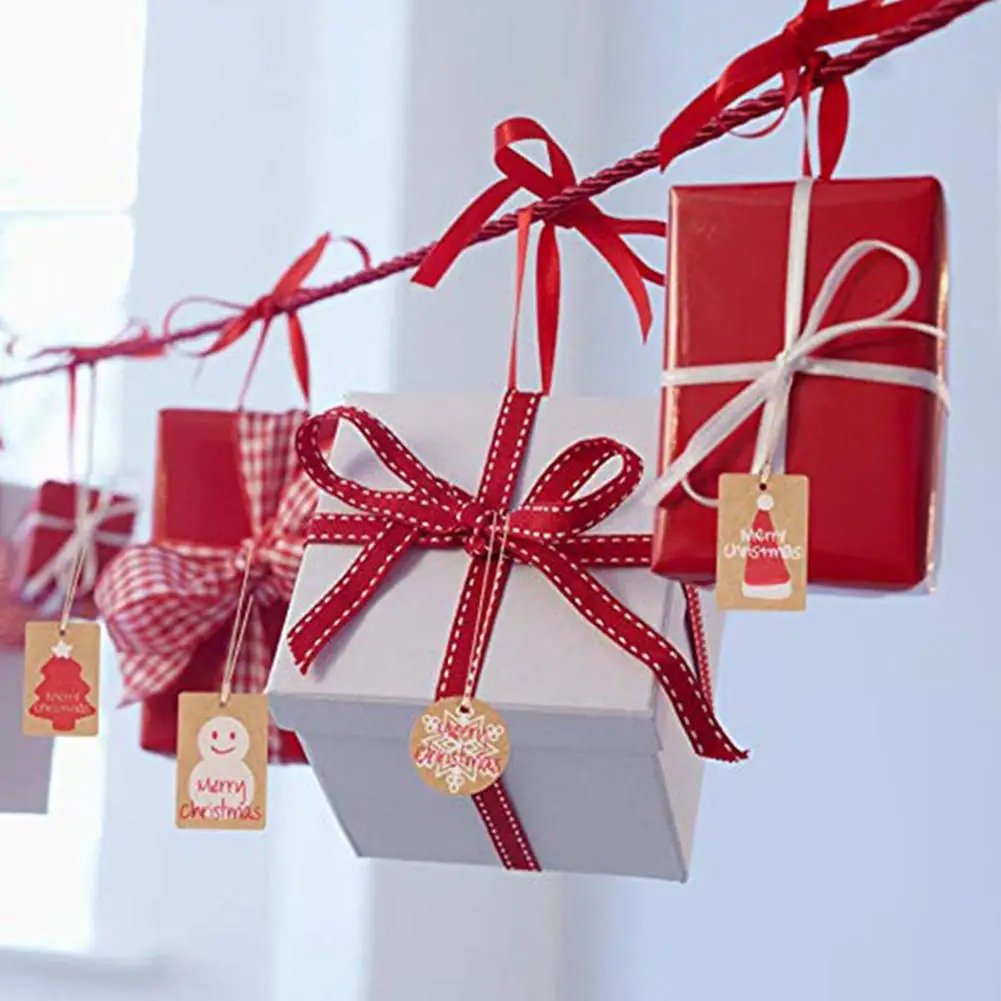 100 шт. Рождественская обувь шапка Снеговик бирки из крафт-бумаги этикетки деревья