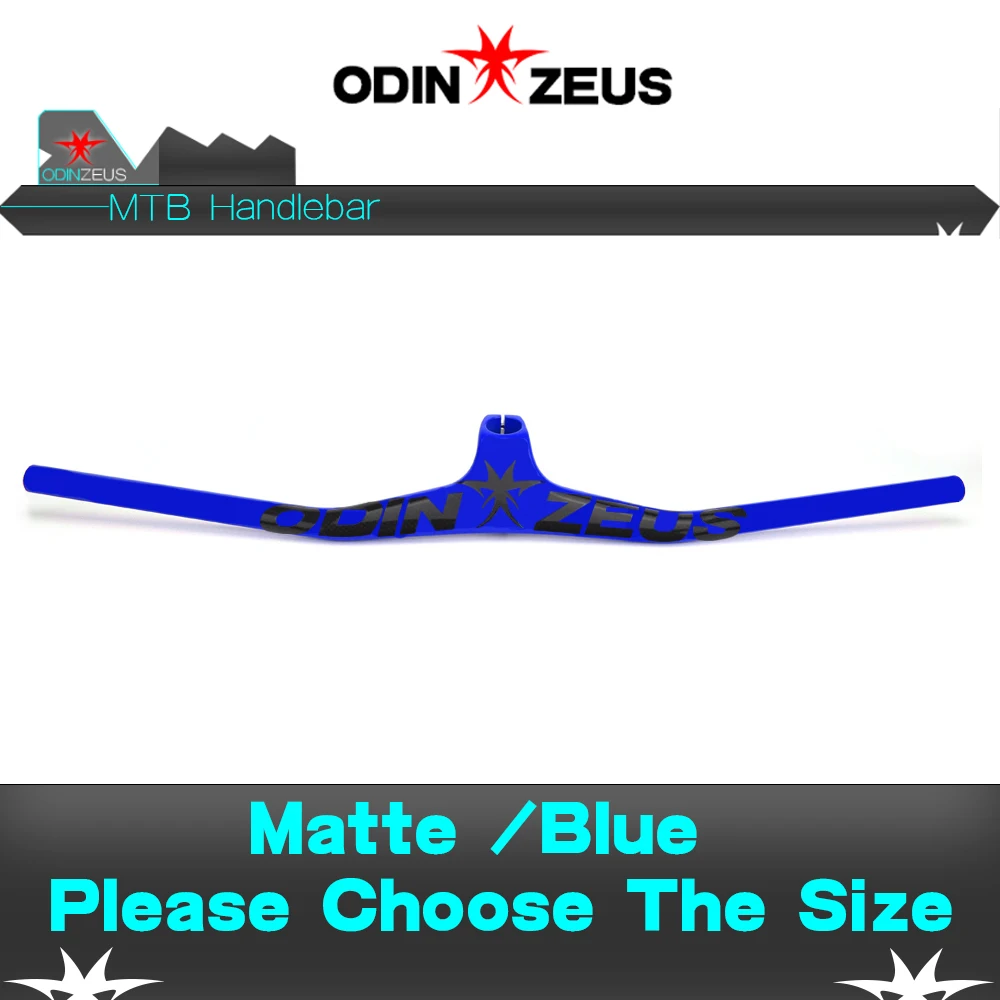 Matte Blue ODINZEUS Manillar углеродный MTB велосипедный руль однообразный Интегрированный руль со стволом 3 к черный глянец/матовый углеродный руль - Цвет: Matte Blue