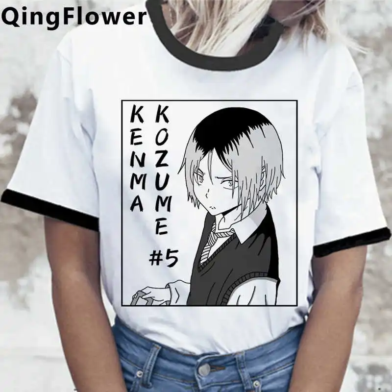 

Футболка женская с принтом улззанг, повседневная тенниска с высокой талией Oya Haikyuu Kuroo Karasuno Fly, одежда в эстетике