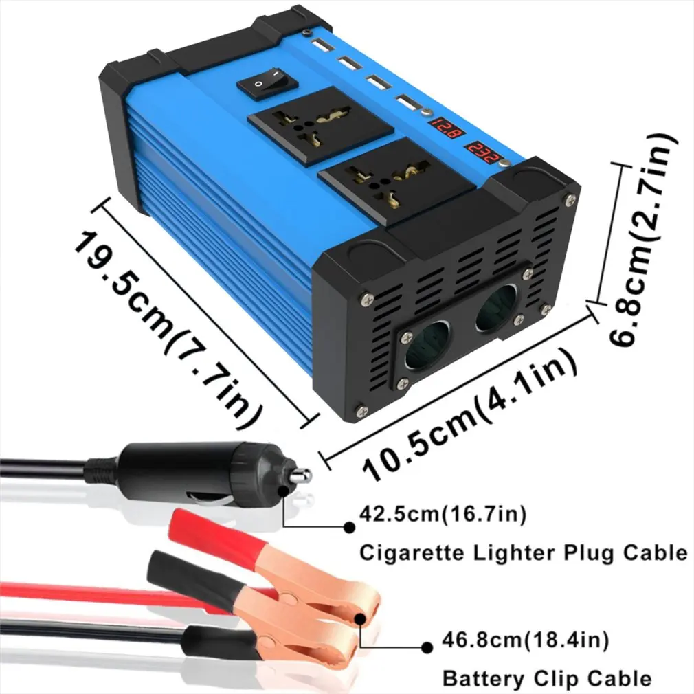 

Inverter 300w Converter DC 12V To AC Intelligent Color Display Usb 3.6A Quick Charge Automobile Accessories