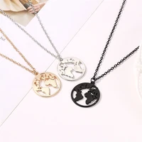 classic popular accessories hollow world map necklace personality men and women couples clavicle pendant necklace jewelry