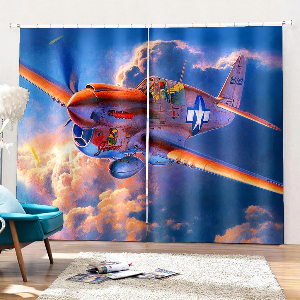 

photo Blackout Window Drapes Luxury 3D Curtains blue sky fly curtains 3D Window Curtains For Living Room