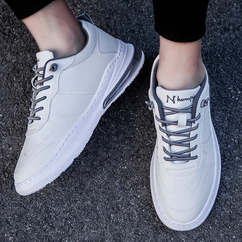 Новинка Кожаные мужские кроссовки без застежки Мужская черная кожаная обувь в