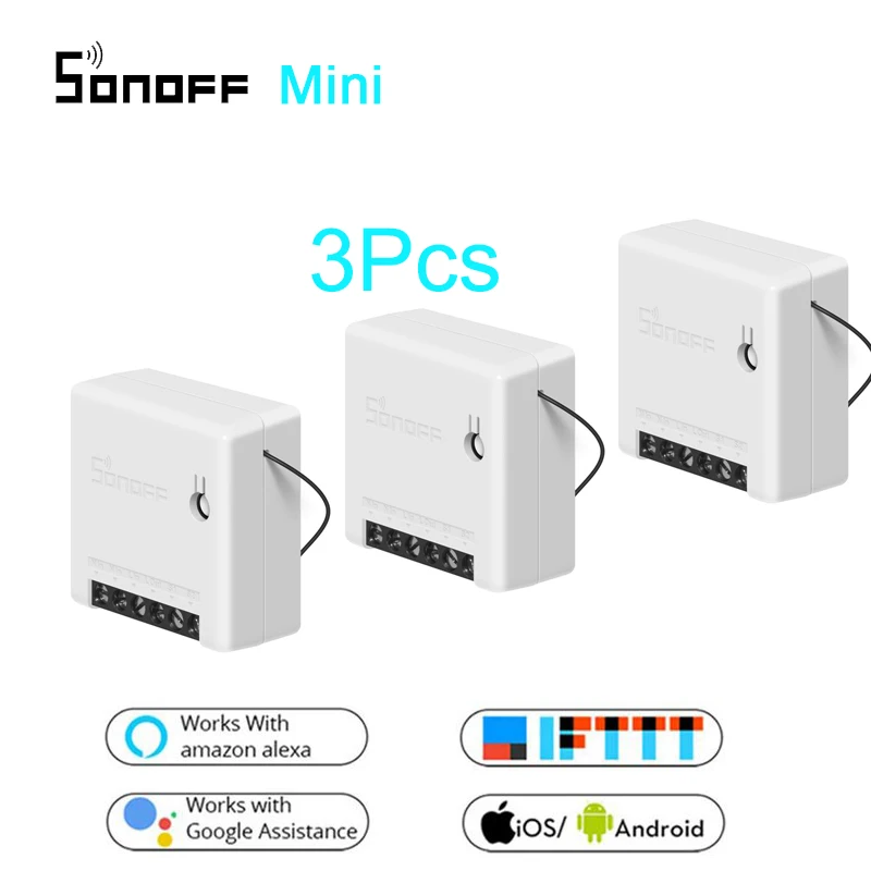 3 шт. Sonoff MINI DIY Smart Switch 10A 2 way дистанционное управление Wifi переключатель Поддержка