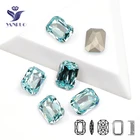 Восьмиугольный Аквамариновый заостренный стеклянный кристалл YANRUO 4627, Пришивные кристаллы сделай сам, кристаллы для платья