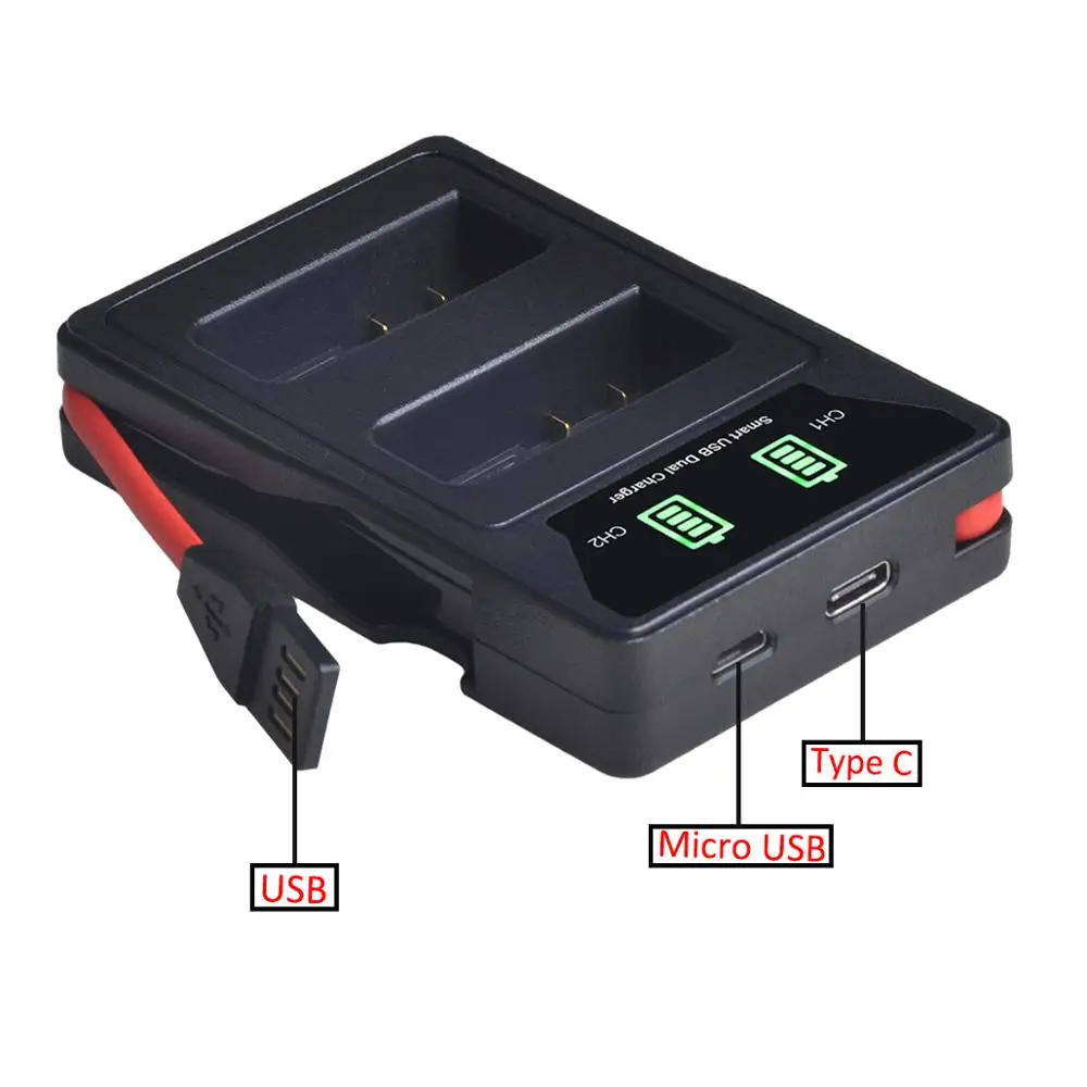 

2Pcs EN-EL14 EN-EL14A ENEL14 Camera Battery+ Type-C LED Charger for Nikon EN EL14 EL14A P7800 P7700 P7000 D5600 D5300 D5200