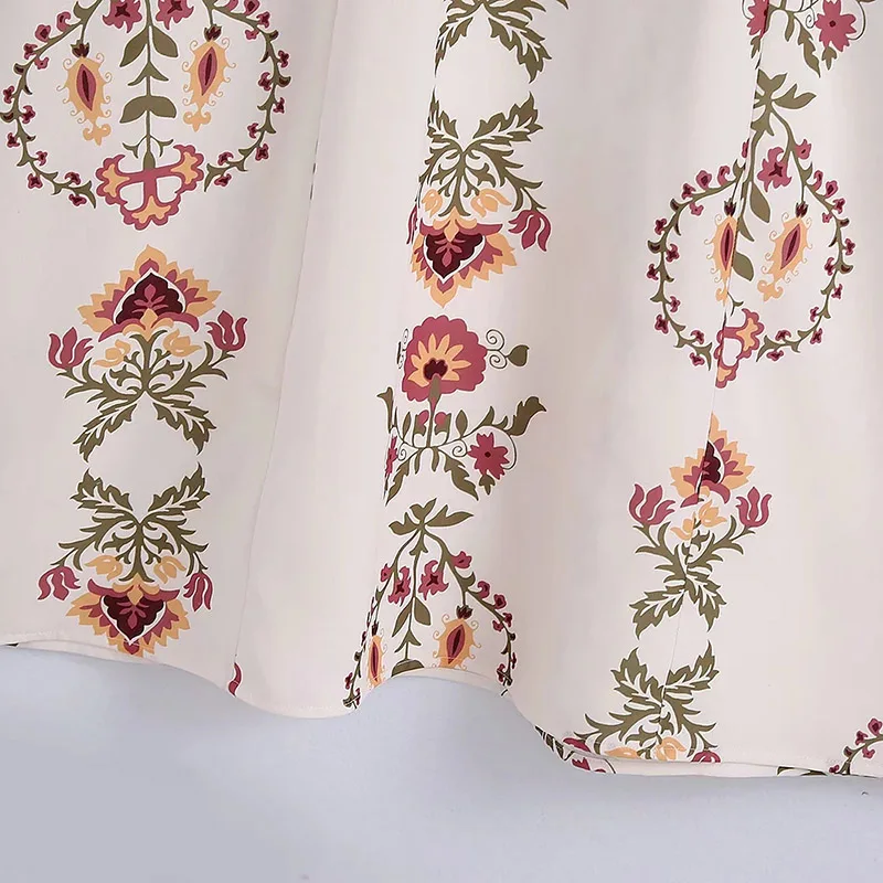 

2021 Spring Elegant Mid-Calf Length Flora Print Vintage Long Sleeve Loose Pockets Dresses Casual Oversize Pregnant Maxi Dress