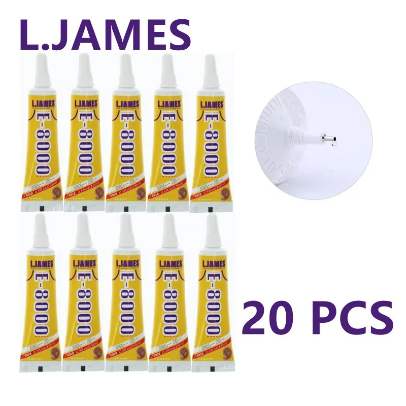 L.JAMES 20P E8000 15ml Strong Liquid Glue Clothes Fabric Clear Leather Adhesive Jewelry Stationery Phone Screen Instant Earphone