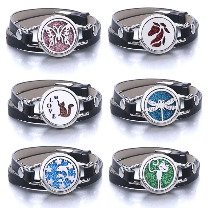 Женский Регулируемый Браслет из натуральной кожи с распылителем эфирного