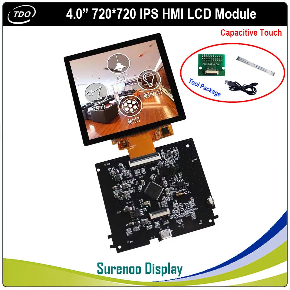 Black CTP Package-2 4," дюймовый 720*720 HMI Умный интеллектуальный ips TFT ЖК-модуль экран с емкостной сенсорной панелью для умного дома - Цвет: Black CTP Package-2