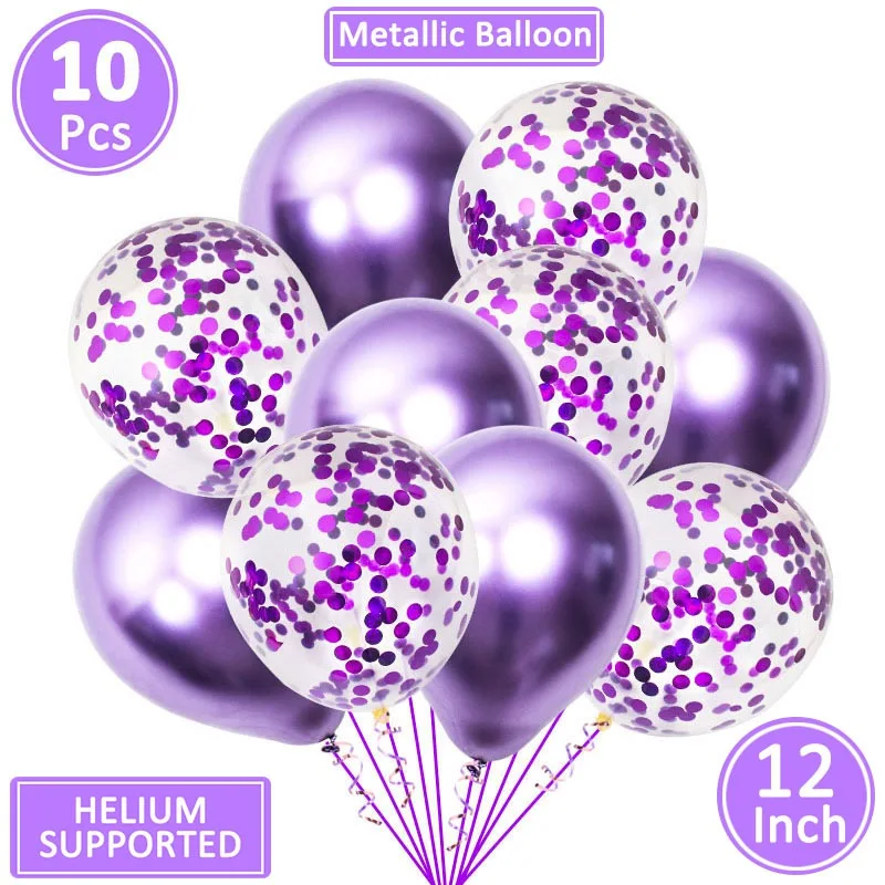 purple metal pearl 10 шт смешанный воздушный шар "Конфетти" Свадебные украшения для детского душа Девичник вечерние DIY Настольные принадлежности - Цвет: purple metal pearl